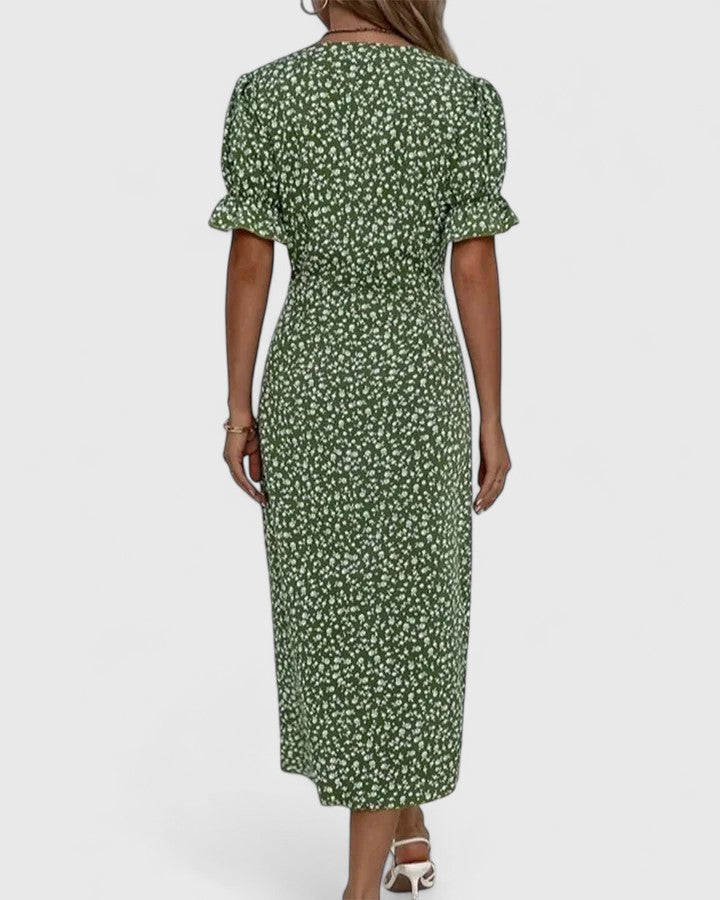 SOPHIA – FLORAL BUTTON WRAP DRESS