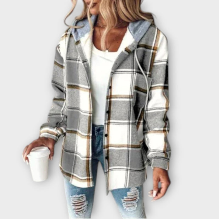 CASSIE – CASUAL PLAID HOODED SHACKET