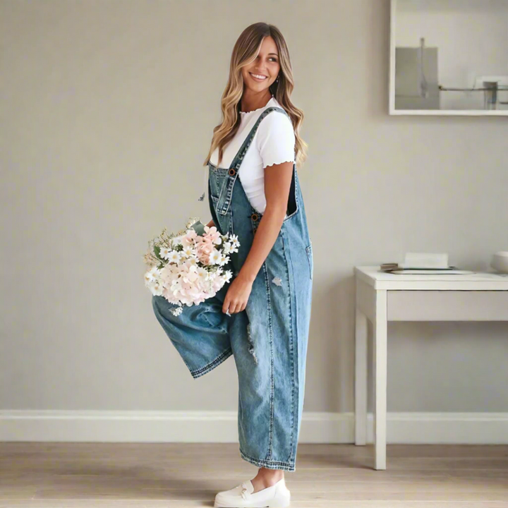 ELENA – RELAXED DENIM OVERALLS