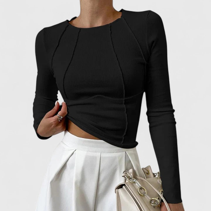 JANELLE – CHIC STITCH DETAIL LONG-SLEEVE TOP