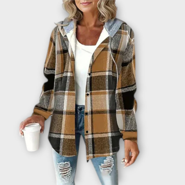 CASSIE – CASUAL PLAID HOODED SHACKET