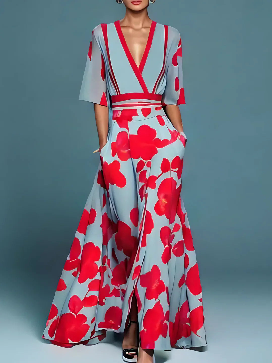 Elegant Floral Wallet Dress