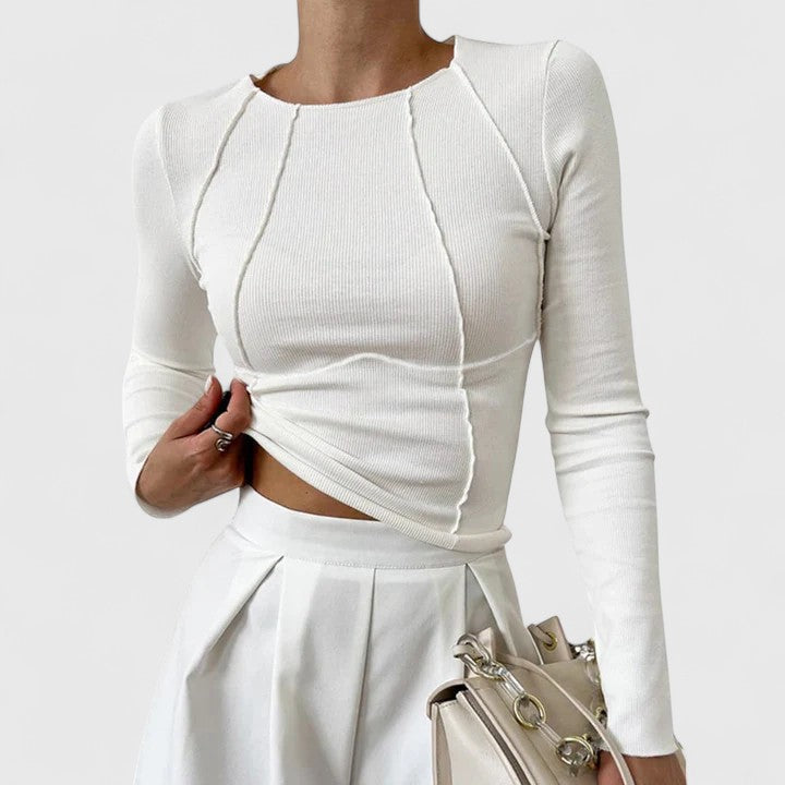 JANELLE – CHIC STITCH DETAIL LONG-SLEEVE TOP