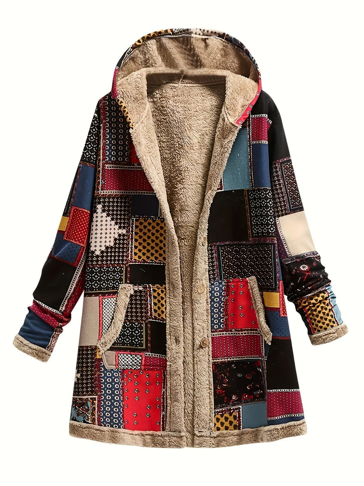 BRIANNA – COZY PATCHWORK HOODED COAT
