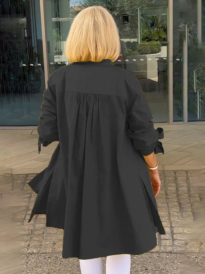 SYLARA – GATHERED BACK COTTON SHIRT JACKET