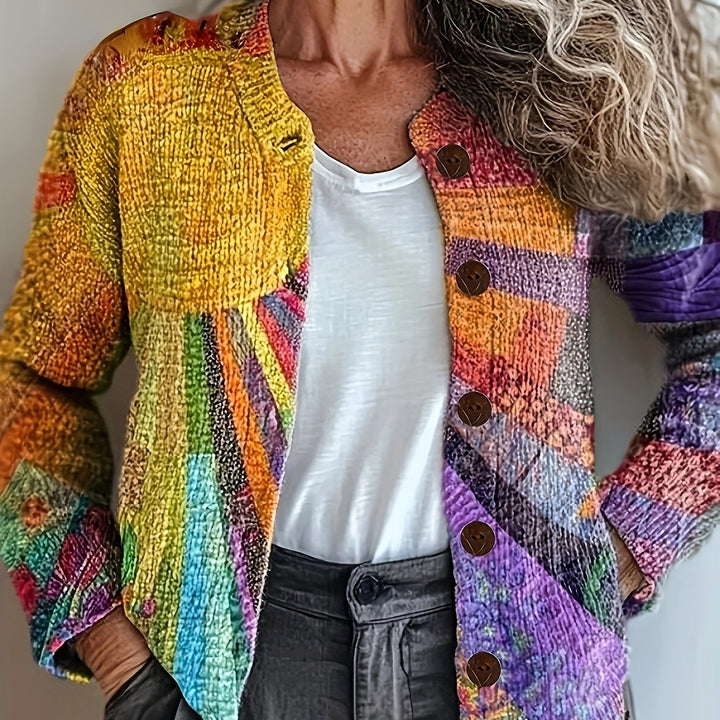 MARIAH – VIBRANT PATCHWORK CARDIGAN