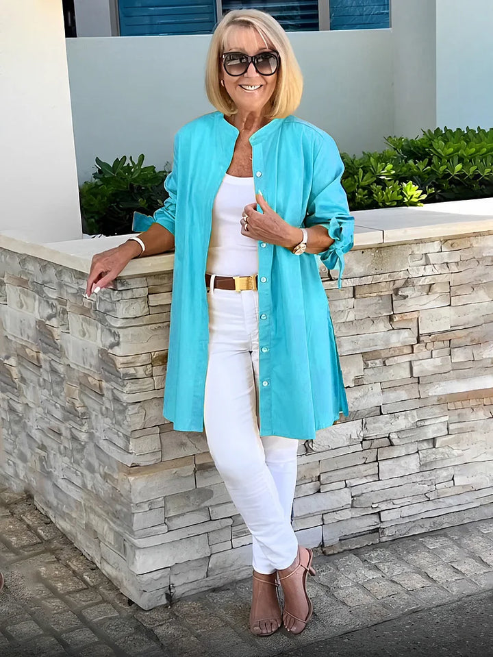 SYLARA – GATHERED BACK COTTON SHIRT JACKET