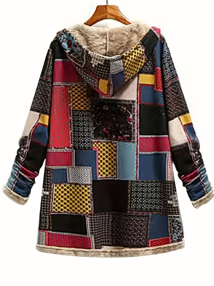 BRIANNA – COZY PATCHWORK HOODED COAT