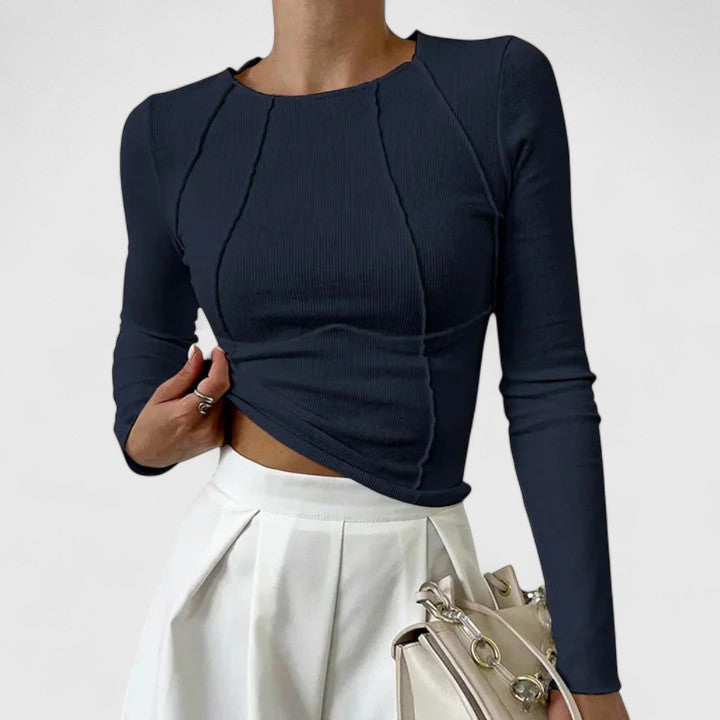 JANELLE – CHIC STITCH DETAIL LONG-SLEEVE TOP