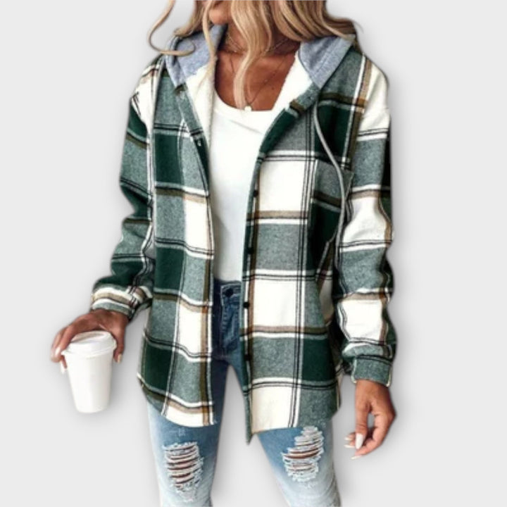 CASSIE – CASUAL PLAID HOODED SHACKET