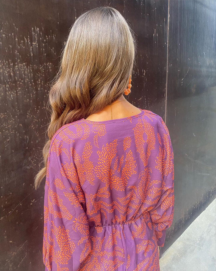 ARABELLA – PRINTED KNOT FRONT MIDI DRESS