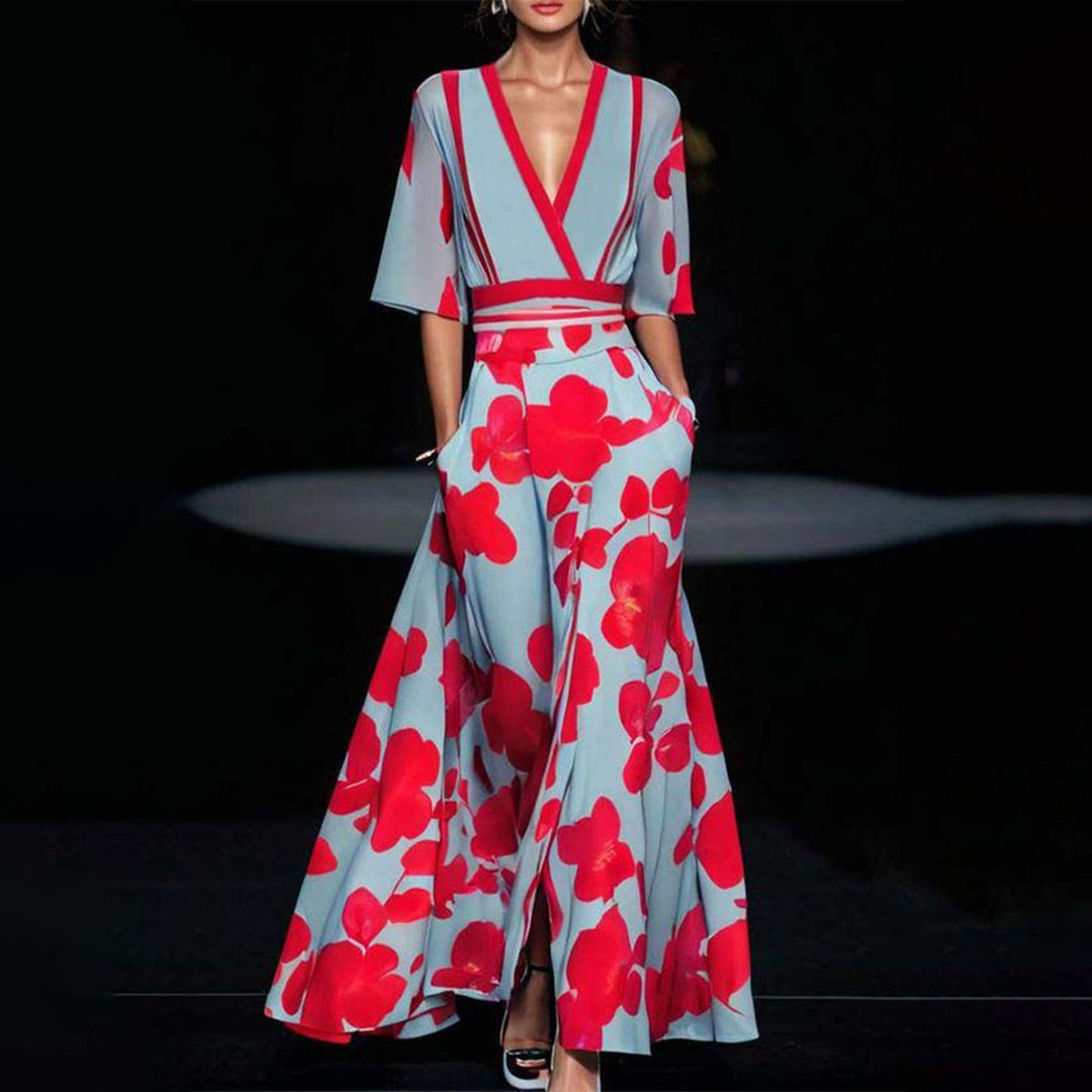 MIRANDA – FLORAL V-NECK MAXI DRESS