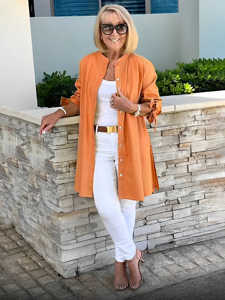 SYLARA – GATHERED BACK COTTON SHIRT JACKET