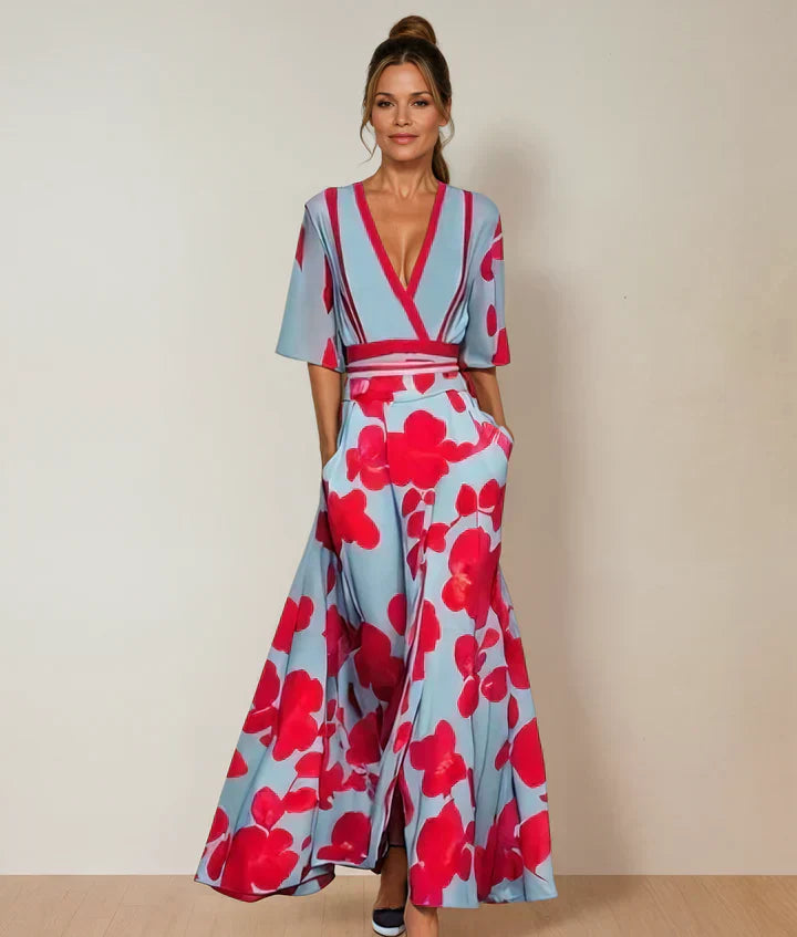 MIRANDA – FLORAL V-NECK MAXI DRESS