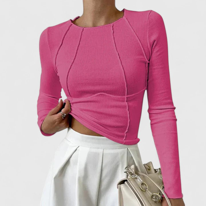 JANELLE – CHIC STITCH DETAIL LONG-SLEEVE TOP