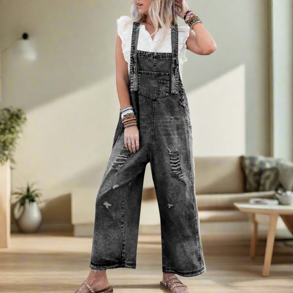 ELENA – RELAXED DENIM OVERALLS