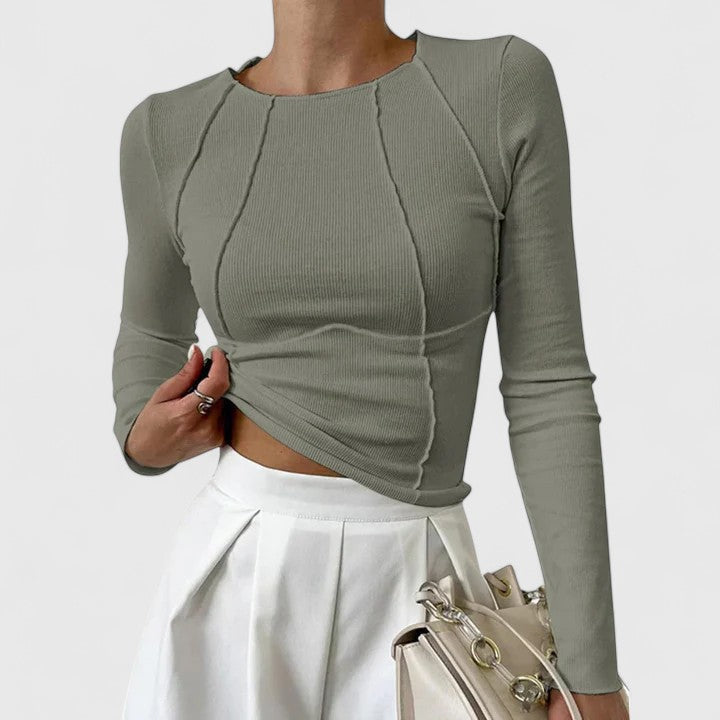 JANELLE – CHIC STITCH DETAIL LONG-SLEEVE TOP
