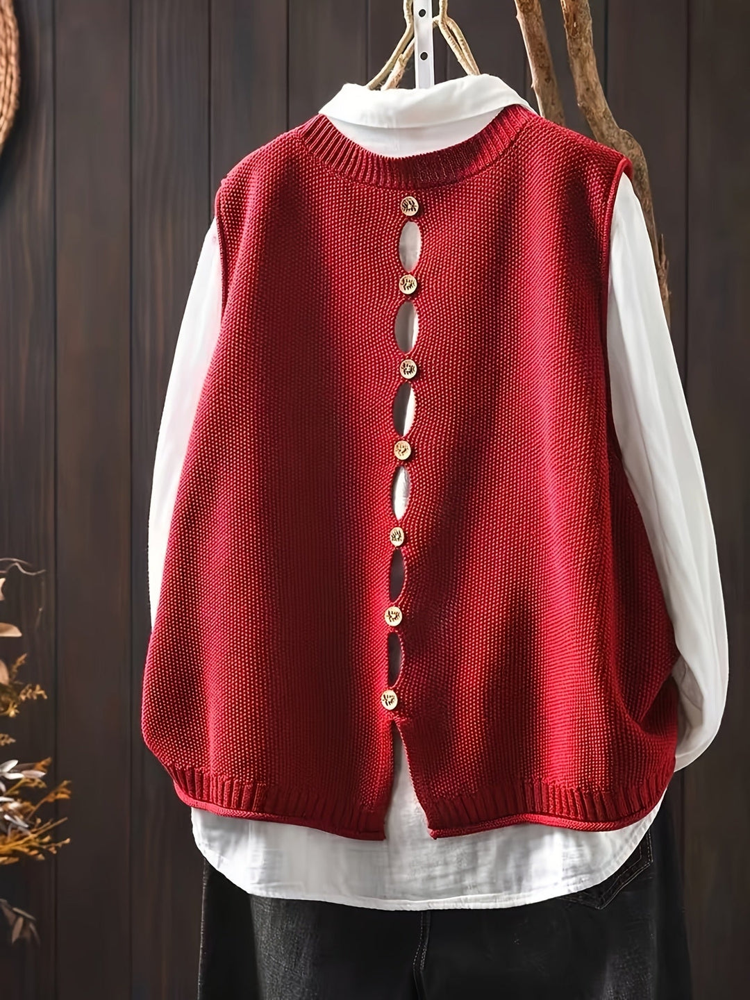 MACKENZIE – BUTTON-BACK KNIT VEST & SHIRT