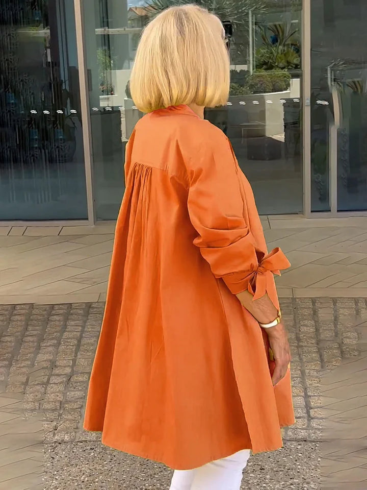SYLARA – GATHERED BACK COTTON SHIRT JACKET