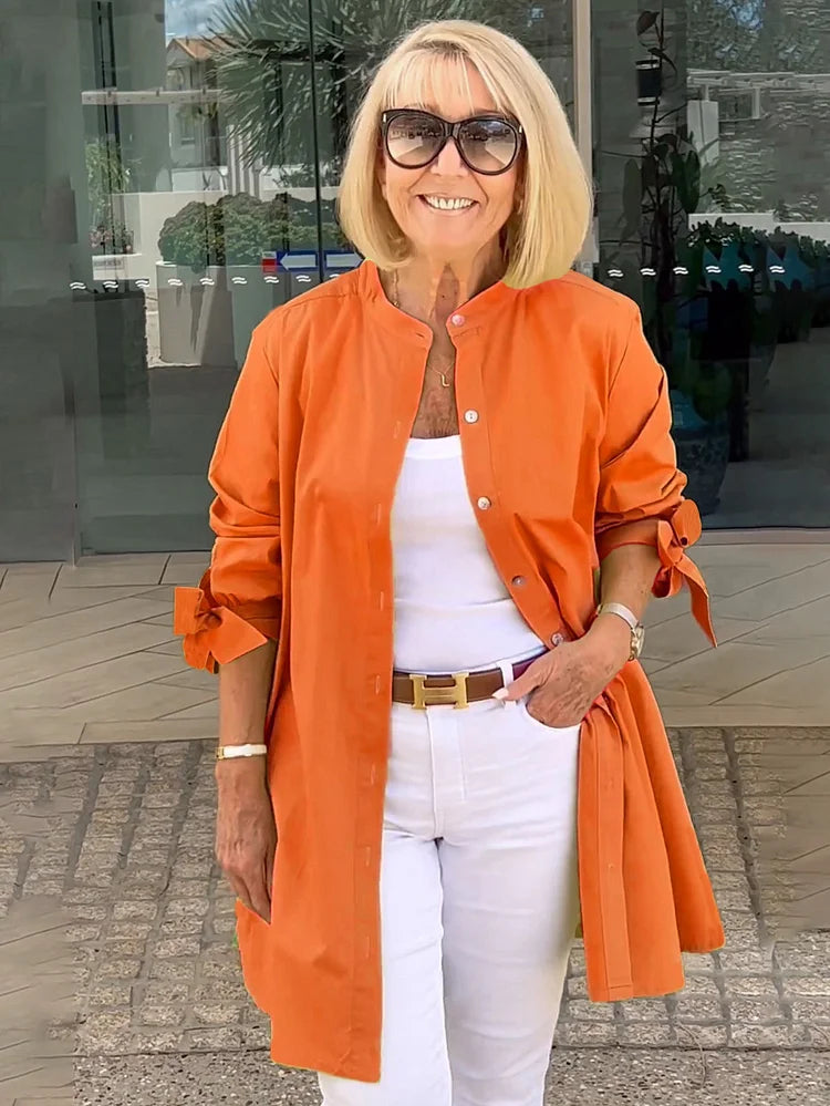 SYLARA – GATHERED BACK COTTON SHIRT JACKET