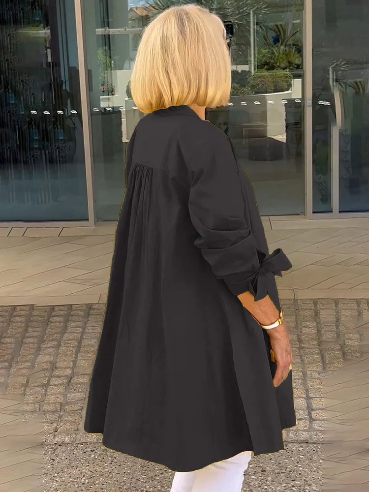 SYLARA – GATHERED BACK COTTON SHIRT JACKET