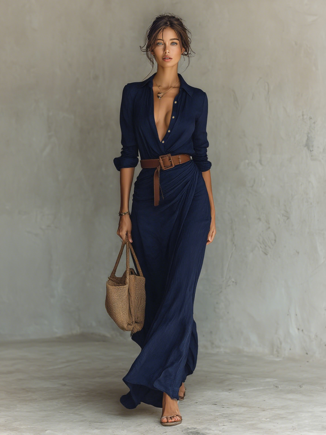 JOCELYNNE – CLASSIC BELTED MAXI DRESS
