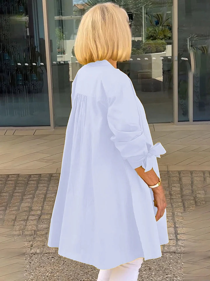 SYLARA – GATHERED BACK COTTON SHIRT JACKET