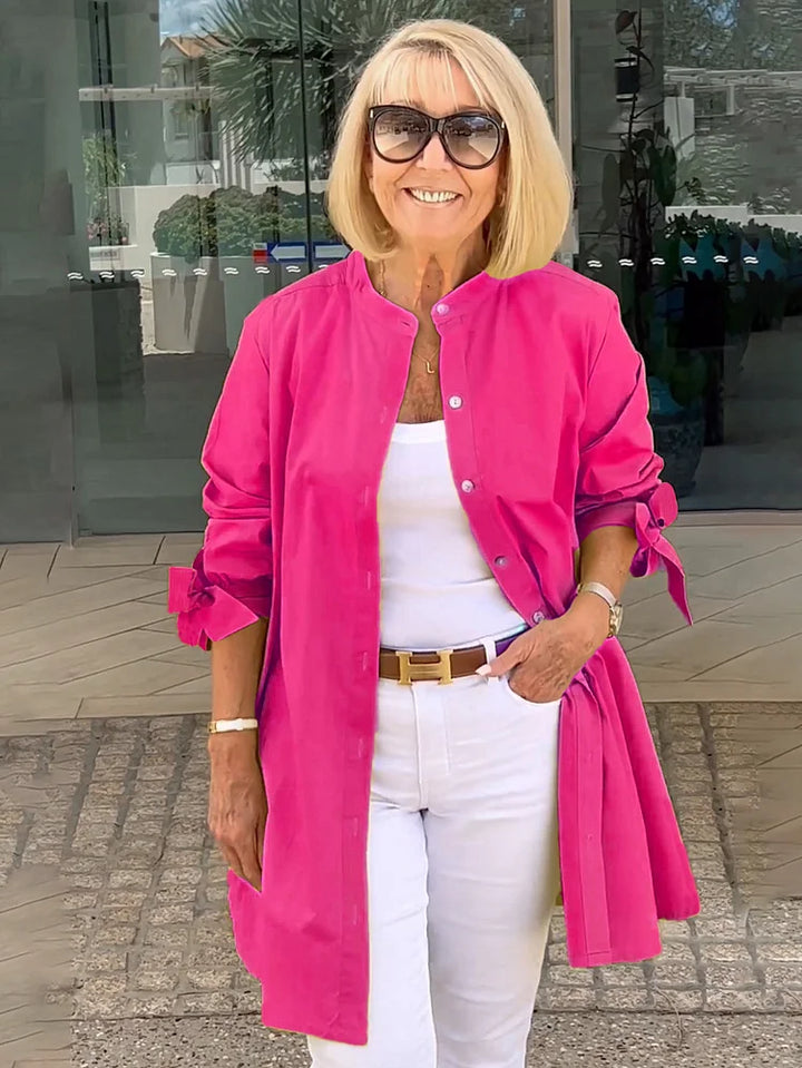 SYLARA – GATHERED BACK COTTON SHIRT JACKET