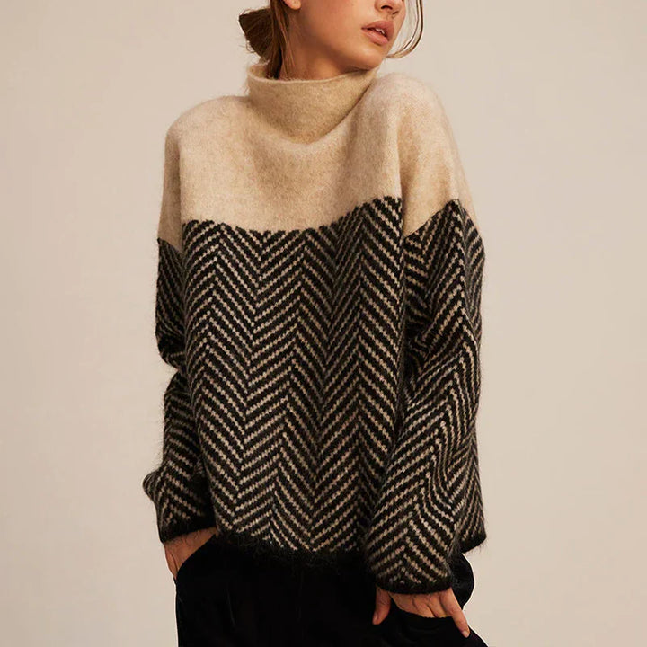 COURTNEY – HIGH-NECK PATTERNED SWEATER