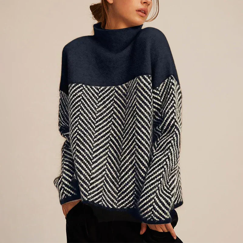 COURTNEY – HIGH-NECK PATTERNED SWEATER