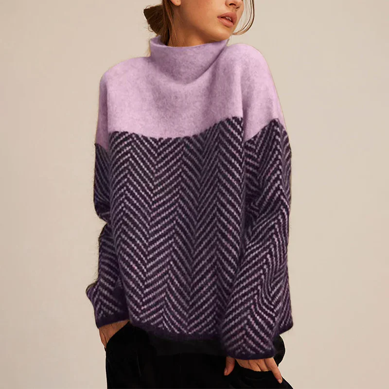 COURTNEY – HIGH-NECK PATTERNED SWEATER