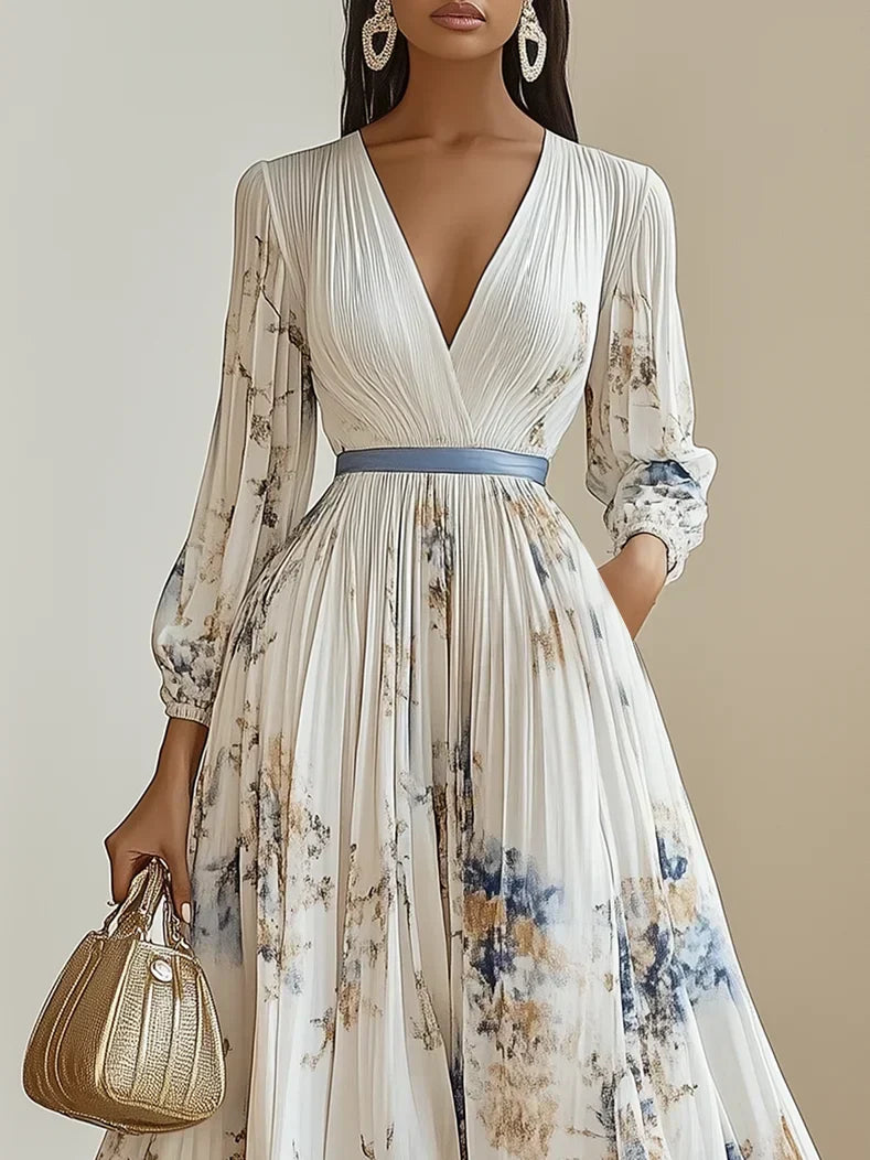 ISABELLE – ELEGANT PLEATED MAXI DRESS