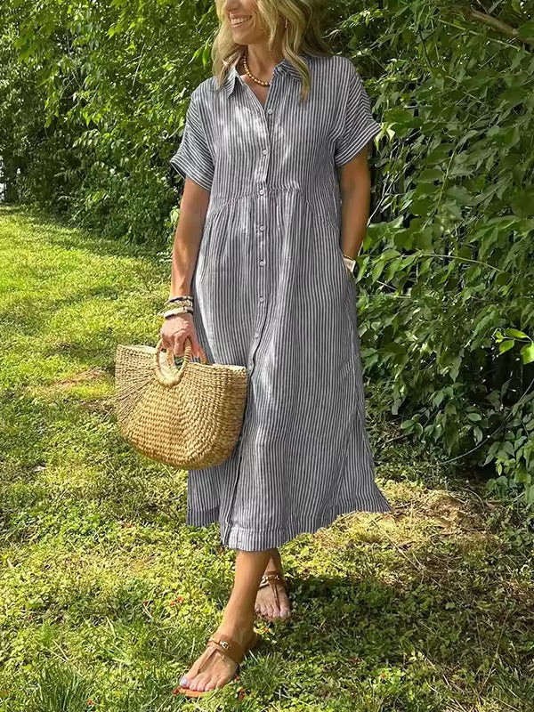 LYDIA – RELAXED BUTTON-DOWN MAXI DRESS