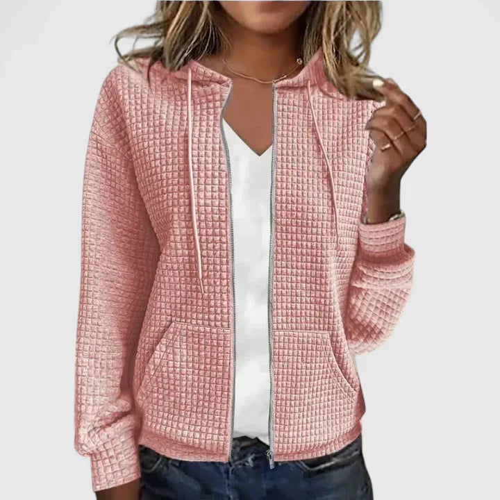RAINE – WAFFLE TEXTURE ZIP HOODIE