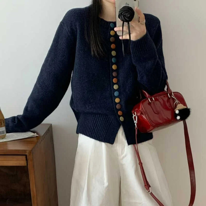 LILA – COLORFUL BUTTON KNIT CARDIGAN