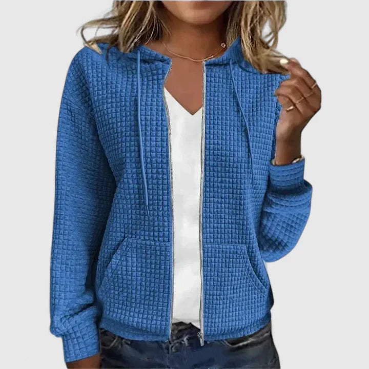 RAINE – WAFFLE TEXTURE ZIP HOODIE