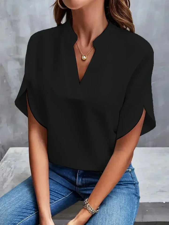 CLAIRE – ELEGANT FLOW NOTCH BLOUSE