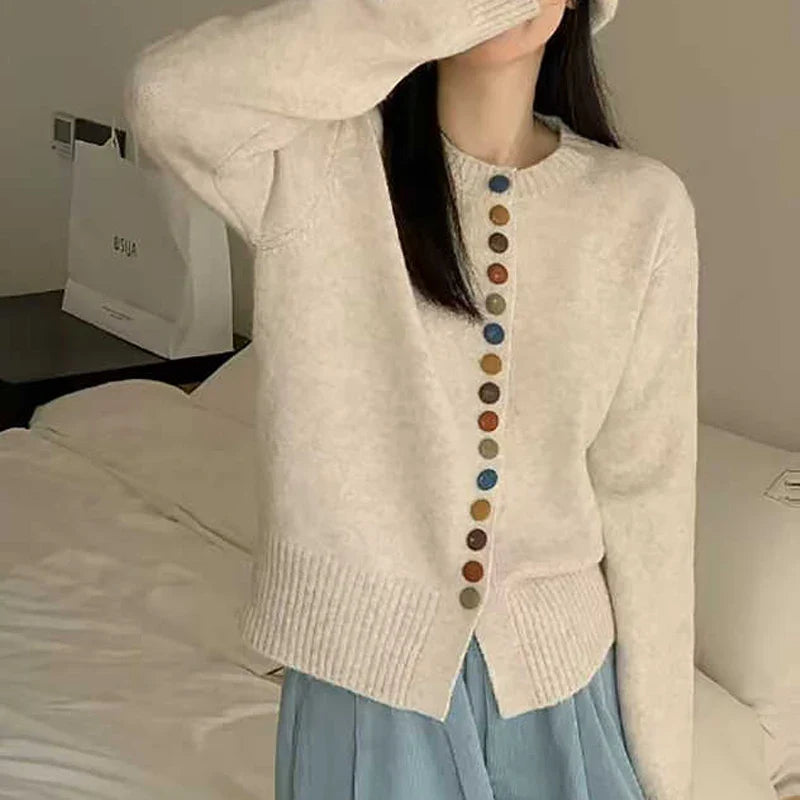 LILA – COLORFUL BUTTON KNIT CARDIGAN