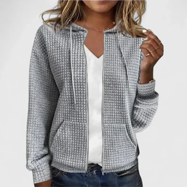RAINE – WAFFLE TEXTURE ZIP HOODIE