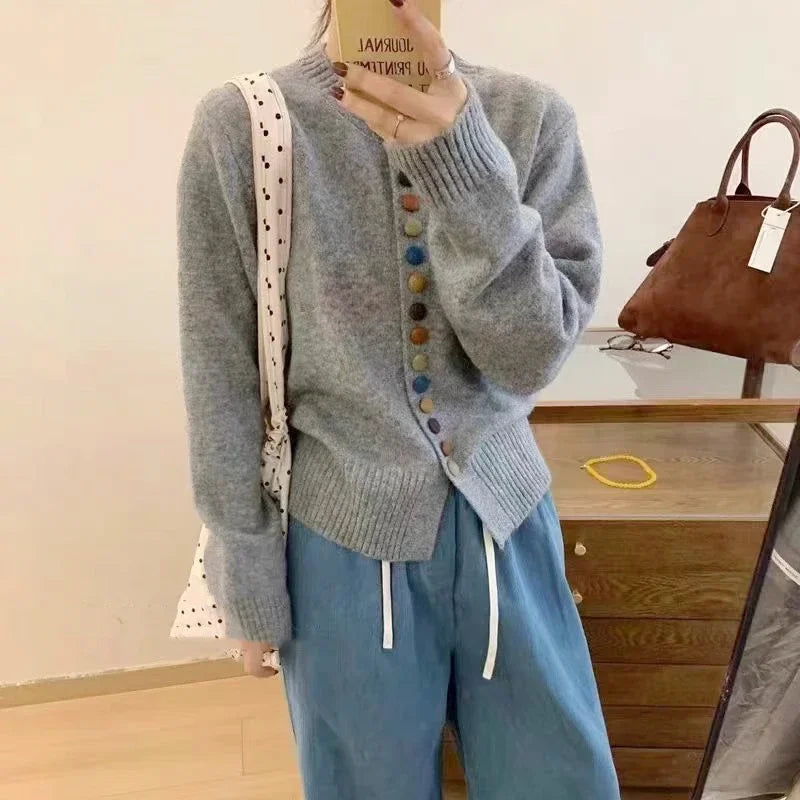 LILA – COLORFUL BUTTON KNIT CARDIGAN