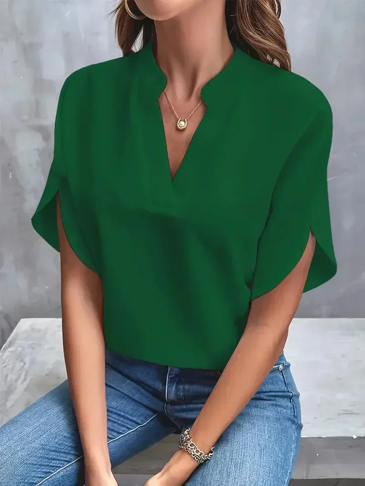 CLAIRE – ELEGANT FLOW NOTCH BLOUSE