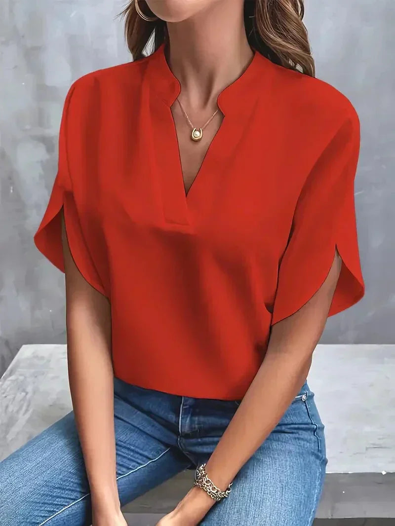 CLAIRE – ELEGANT FLOW NOTCH BLOUSE