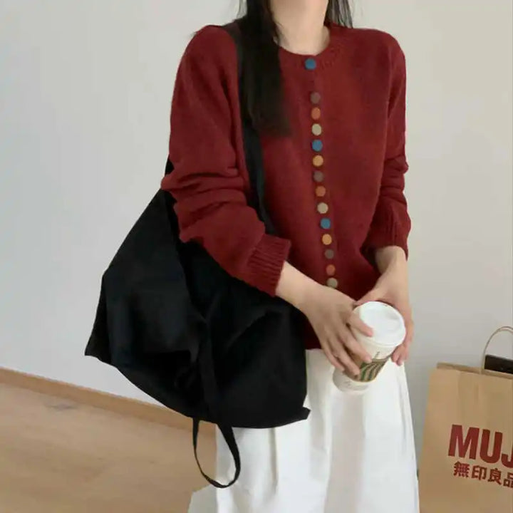 LILA – COLORFUL BUTTON KNIT CARDIGAN