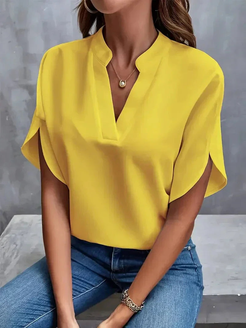 CLAIRE – ELEGANT FLOW NOTCH BLOUSE