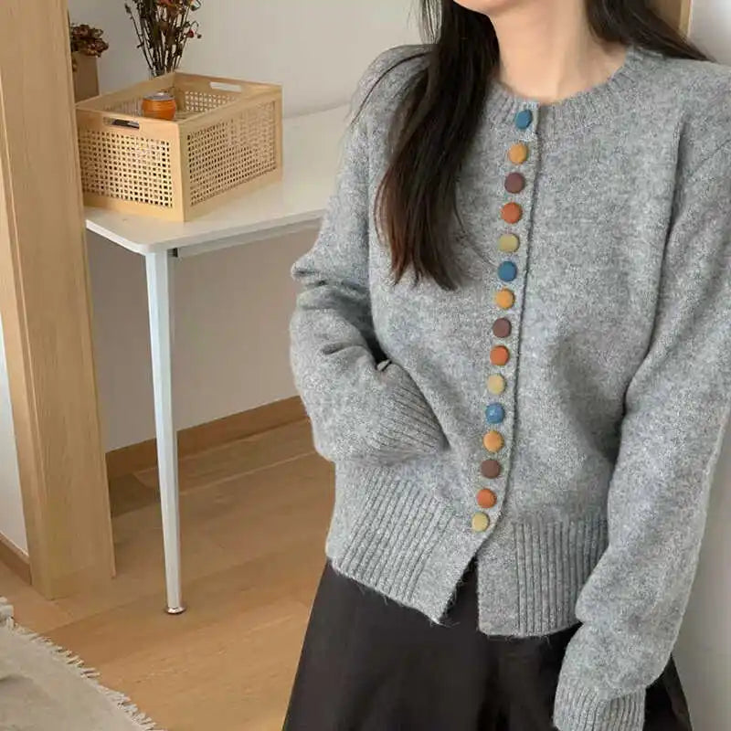 LILA – COLORFUL BUTTON KNIT CARDIGAN