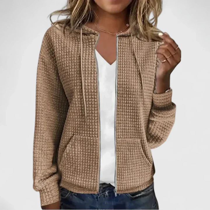 RAINE – WAFFLE TEXTURE ZIP HOODIE