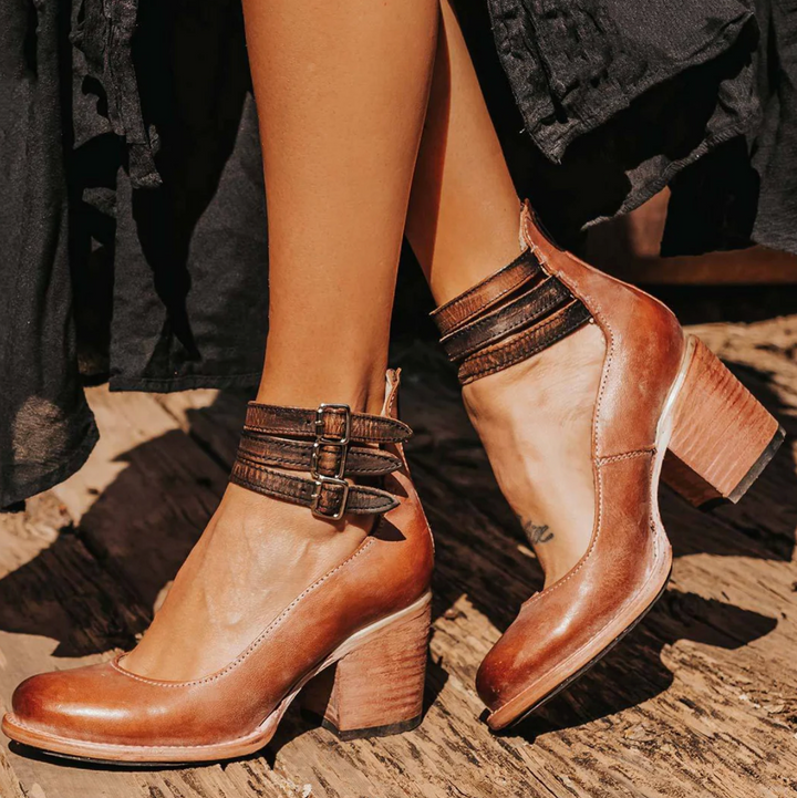 JANELLE – BUCKLE STRAP BLOCK HEELS
