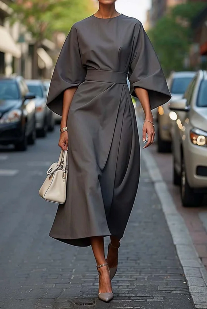 CAMILLA – ELEGANT BELTED MIDI DRESS