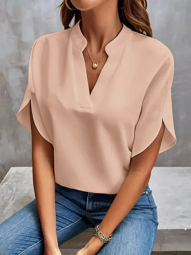 CLAIRE – ELEGANT FLOW NOTCH BLOUSE