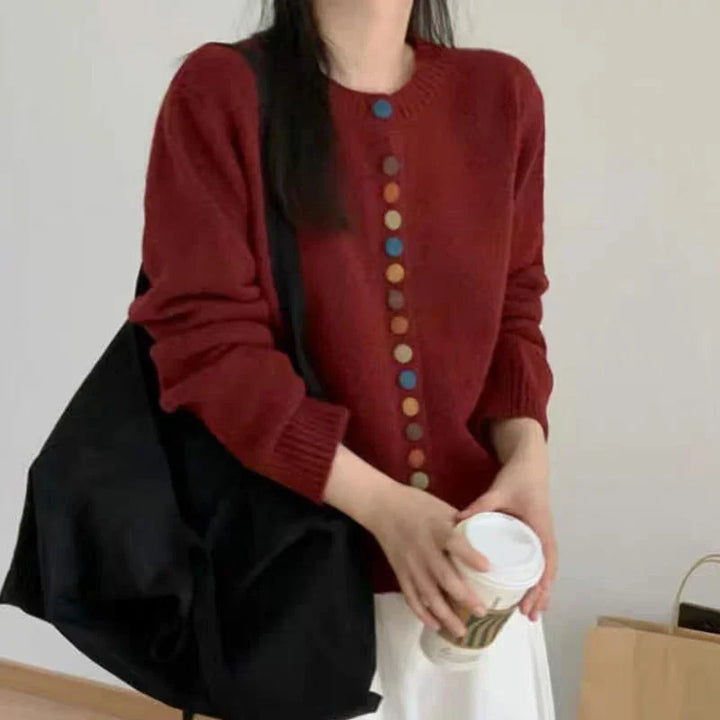 LILA – COLORFUL BUTTON KNIT CARDIGAN